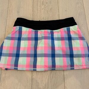 Lululemon Athletica Plaid Mini Skirt in Pink and Blue